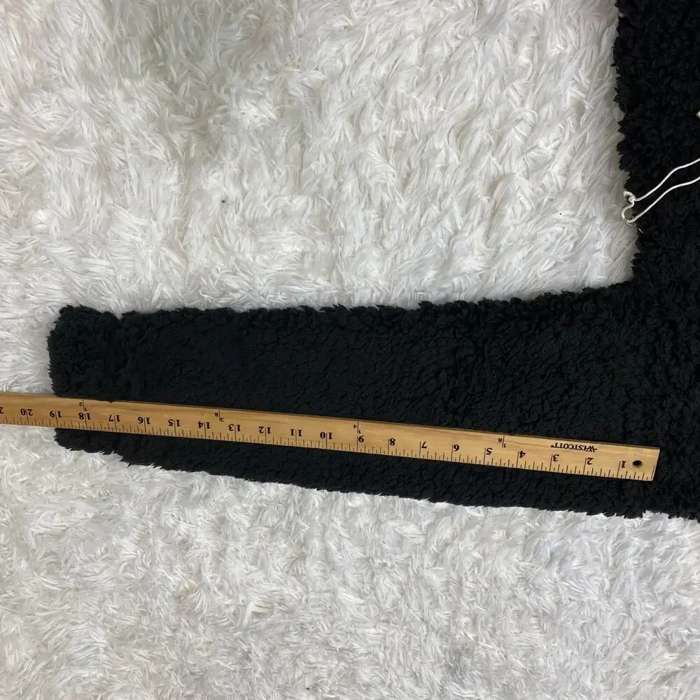 Active USA Fur Faux Hooded Jacket Womens Cozy Soft Sweater Black Large‎